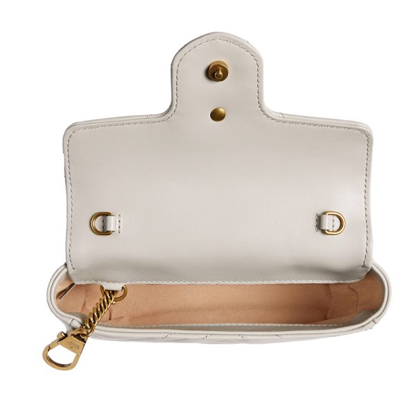 Gucci Mini Light Grey Quilted V-shaped Leather Shoulder Bag - Image 4