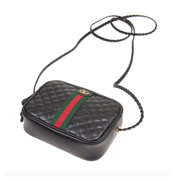 Gucci black leather woven shoulder crossbody bag - Image 4