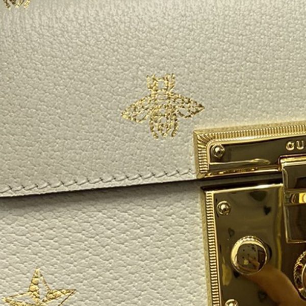 Gucci leather hot stamping star bee pad lock bag - Image 4