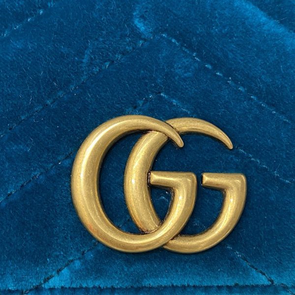 Gucci peacock blue velvet chain bag - Image 4