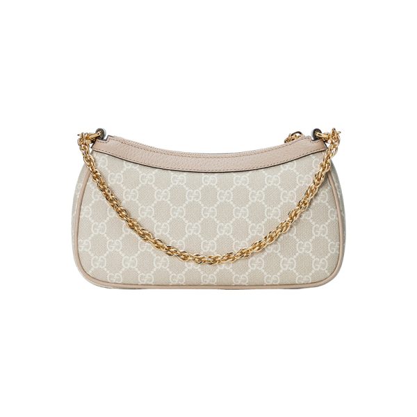 Gucci small beige/white canvas shoulder bag with leather - Image 3