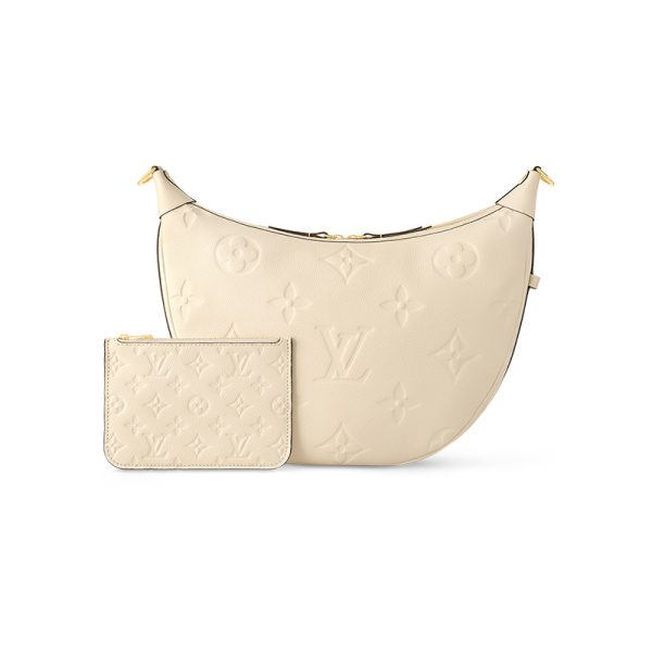 LV cream white embossed grain cowhide half moon shaped hand-held shoulder bag - Image 4