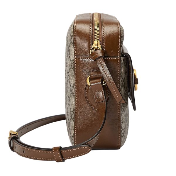 Gucci Small Brown Canvas Leather Cross Shoulder Bag - Image 4