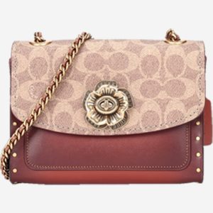 Coach Brown Gold Flower Single Shoulder Chain Bag