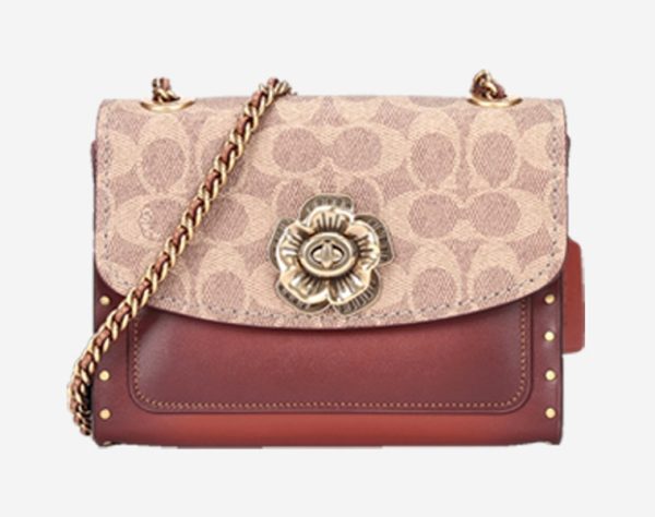 Coach Brown Gold Flower Single Shoulder Chain Bag