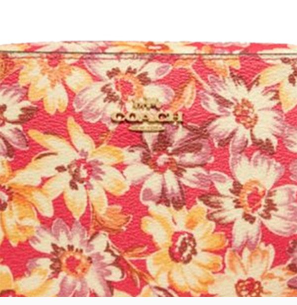 Coach Pink Coated Canvas with Leather Retro Daisy Printed Shoulder Bag - Image 4