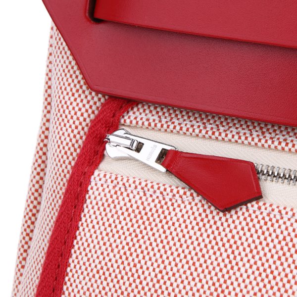 Aima Red Cowhide Canvas Shoulder Bag - Image 4