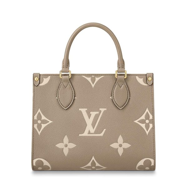 LV Elephant Grey/Milk White Double Color Embossed Grain Shoulder Bag - Image 4