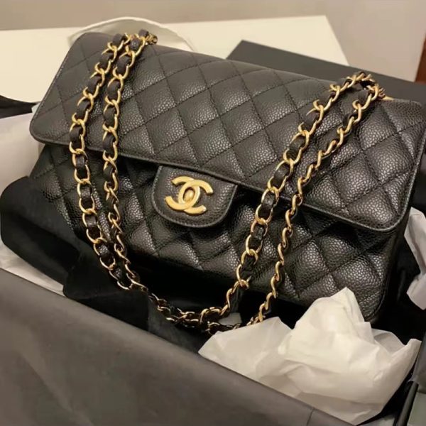 Chanel CF black gold classic calf leather diagonal cross bag - Image 4