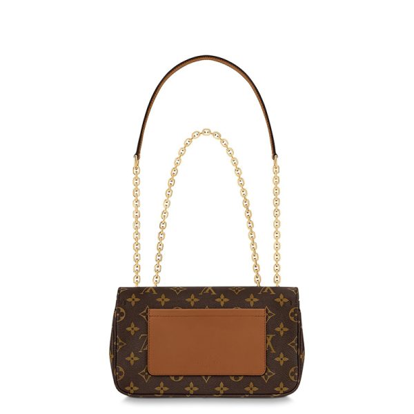 LV canvas with caramel leather gold chain shoulder bag - Image 4