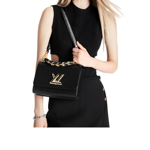 LV Medium Black Grain Leather Shoulder Bag - Image 5