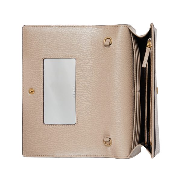 Gucci mini oat colored leather rolled edge chain canvas crossbody bag - Image 5