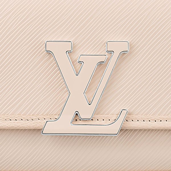 LV beige ripple grain cowhide silver buckle shoulder crossbody bag - Image 5