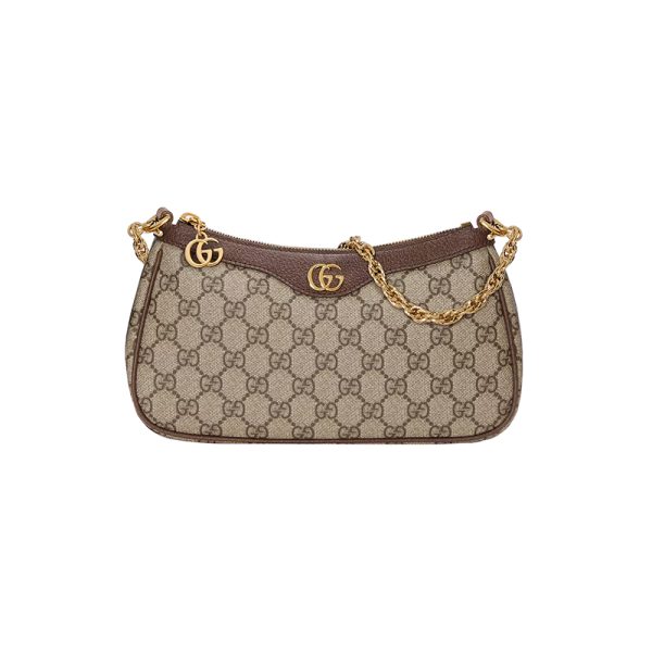 Gucci small beige/ebony canvas brown leather shoulder bag - Image 3