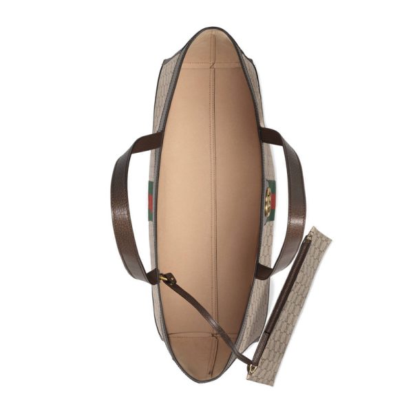 Gucci Classic Double G Red Green Striped Beige Canvas Handbag - Image 5