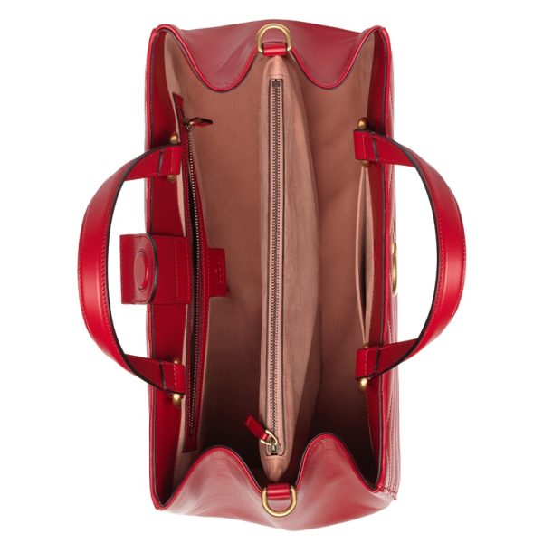 Gucci Wave Pattern Double G Red Leather Handheld Shoulder Bag - Image 5