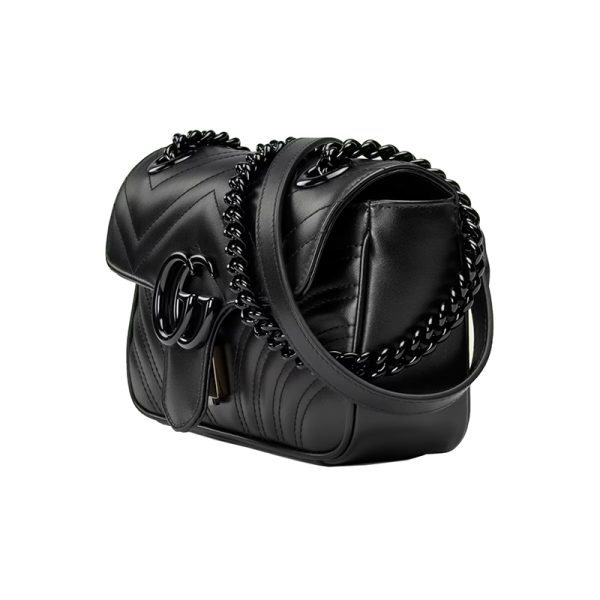Gucci black herringbone stitched leather shoulder bag - Image 5