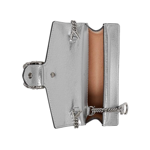 Gucci Mini Silver Leather Silver Chain Shoulder Cross Bag - Image 5