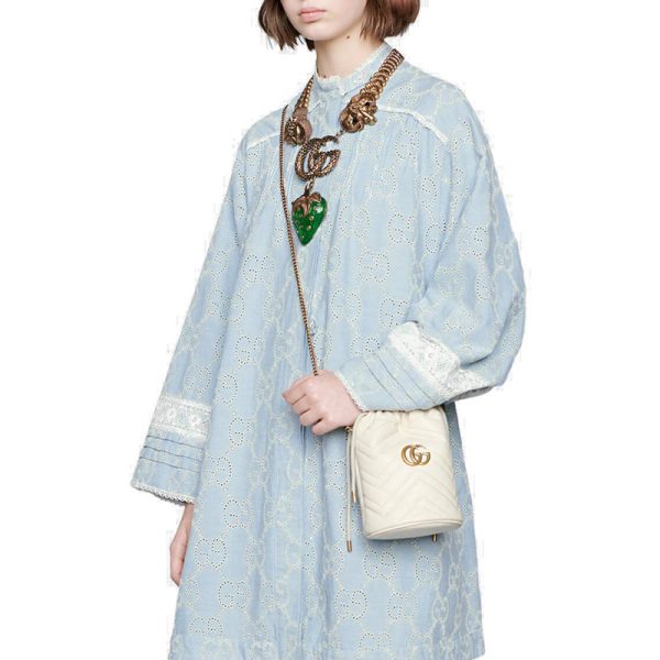 Gucci Mini Retro Double G-Button Calfskin Bucket Bag - Image 5