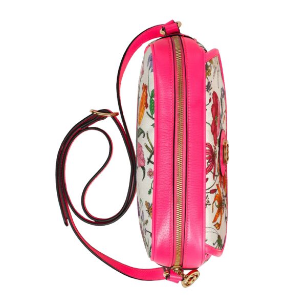 Gucci canvas with leather floral shoulder bag - Image 5