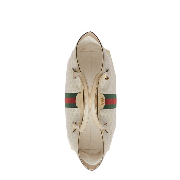 Gucci medium beige canvas leather tote bag - Image 5