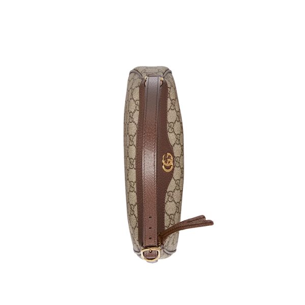Gucci small beige/ebony canvas brown leather shoulder bag - Image 5