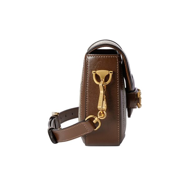 Gucci Mini Beige Canvas Brown Leather Shoulder Bag - Image 5