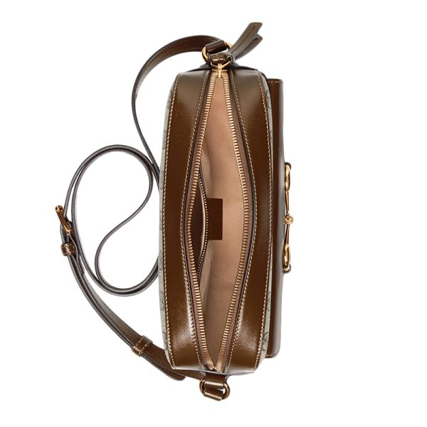 Gucci Small Brown Canvas Leather Cross Shoulder Bag - Image 5