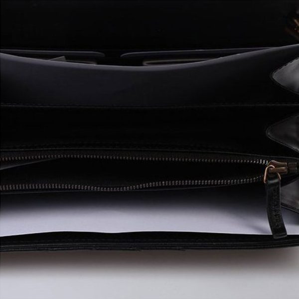 Gucci Wave Pattern Black Leather Double Chain Shoulder Bag - Image 5