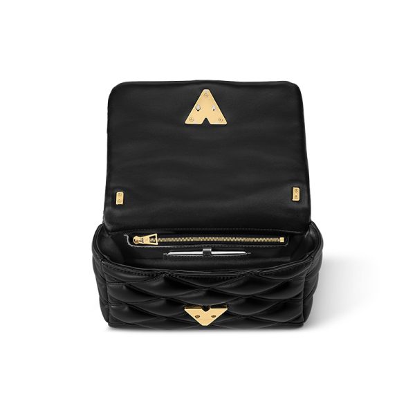 LV Medium Black Diamond Quilted Sheepskin Leather Shoulder Bag - Image 5