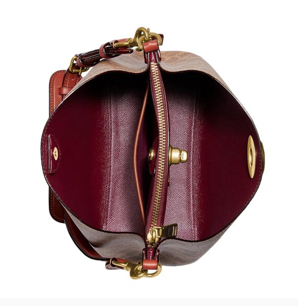 Coach color blocked coated canvas with leather shoulder bag - Image 5