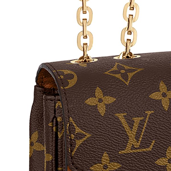 LV canvas with caramel leather gold chain shoulder bag - Image 5
