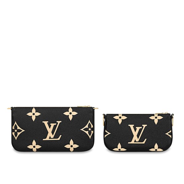 LV black cowhide with embossed grain leather and gold buckle, single shoulder diagonal cross handbag - Image 5