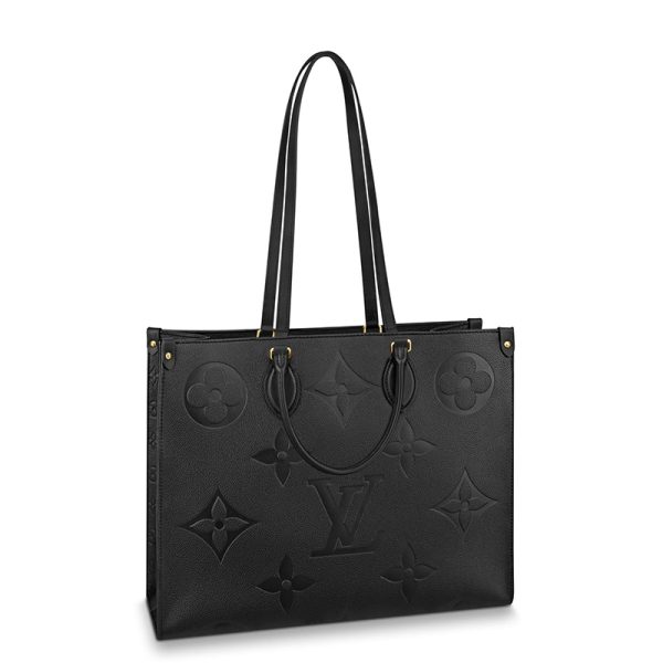LV large black floral embossed grain leather single shoulder handbag - Image 5