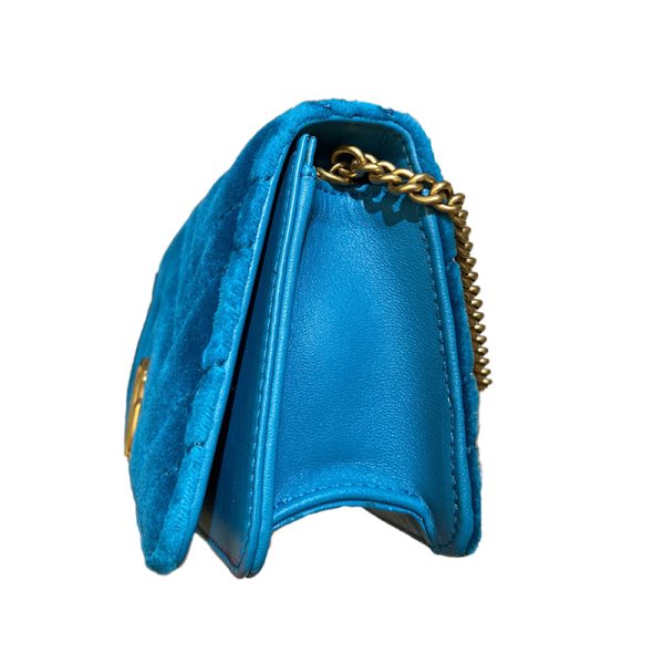 Gucci peacock blue velvet chain bag - Image 6