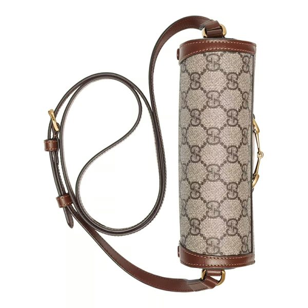 Gucci Mini Beige/Ebony Canvas with Brown Leather Shoulder Cross Bag - Image 6