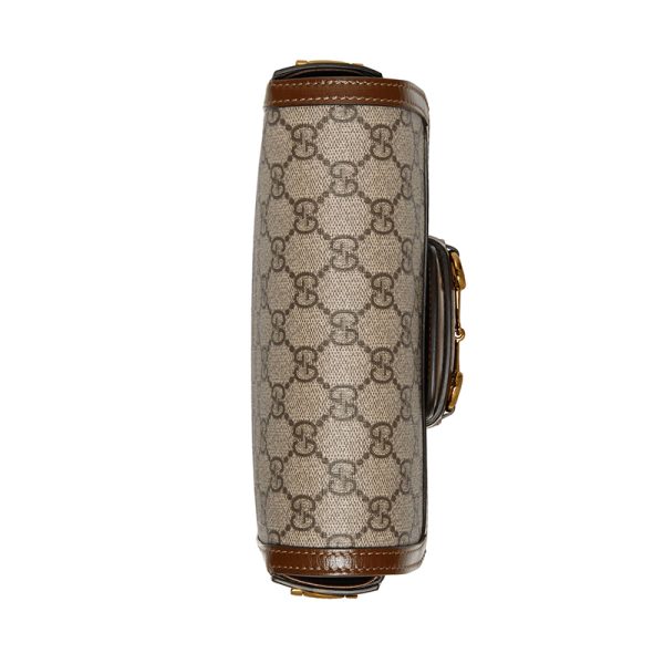 Gucci Mini Beige Canvas Brown Leather Shoulder Bag - Image 6