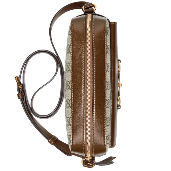 Gucci Small Brown Canvas Leather Cross Shoulder Bag - Image 6