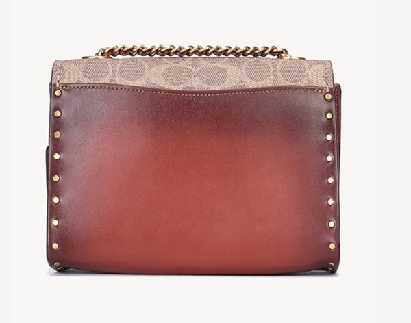 Coach Brown Gold Flower Single Shoulder Chain Bag - Image 3