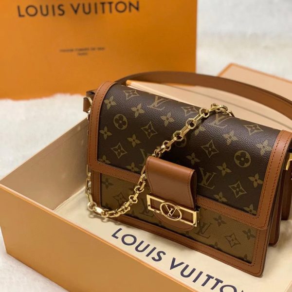 LV vintage leather patchwork metal chain shoulder crossbody bag - Image 5