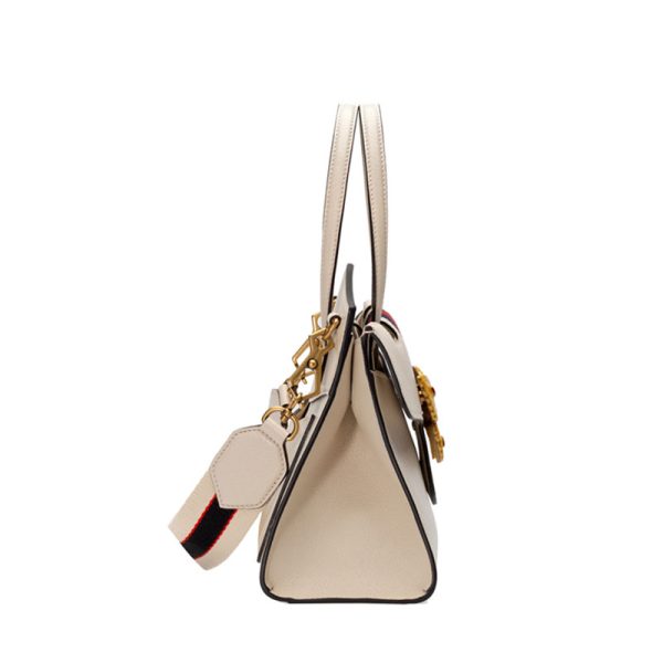 Gucci red and green ribbon butterfly decoration ivory white leather handbag - Image 6