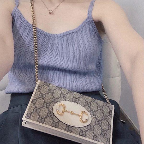 Gucci color blocked horseneck buckle GG chain shoulder crossbody bag - Image 7