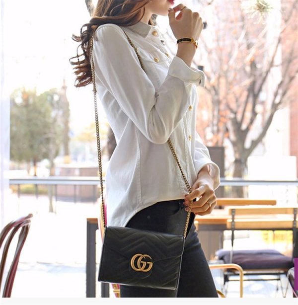 Gucci Mini Leather Quilted Handbag Single Shoulder Crossbody Bag - Image 7