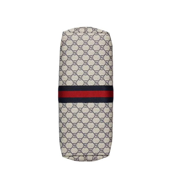 Gucci Medium Beige/Blue Jacquard Canvas Red and Blue Ribbon Tote Bag - Image 7