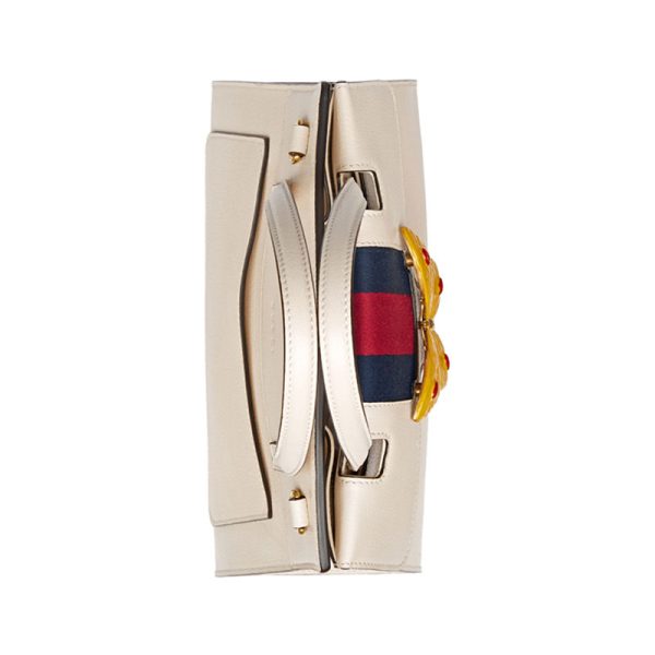 Gucci red and green ribbon butterfly decoration ivory white leather handbag - Image 7