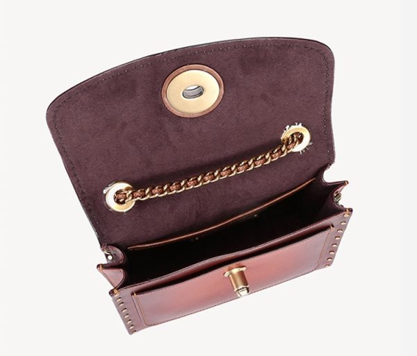 Coach Brown Gold Flower Single Shoulder Chain Bag - Image 4