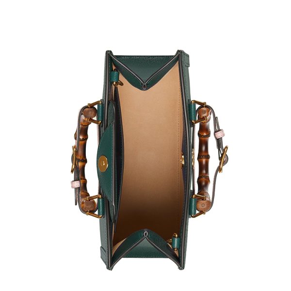 Gucci Small Green Leather Pink Strap One Shoulder Handheld Tote Bag - Image 9